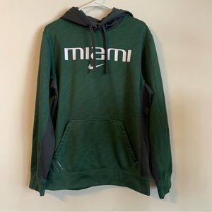 Nike University of Miami Hurricanes Center Swoosh Hoodie Green Men’s Small